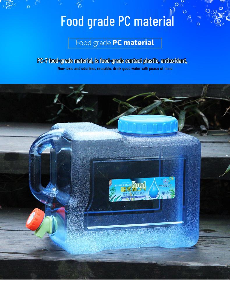 3L Square Camping Water Bucket with Faucet - Portable Household Water Storage Container