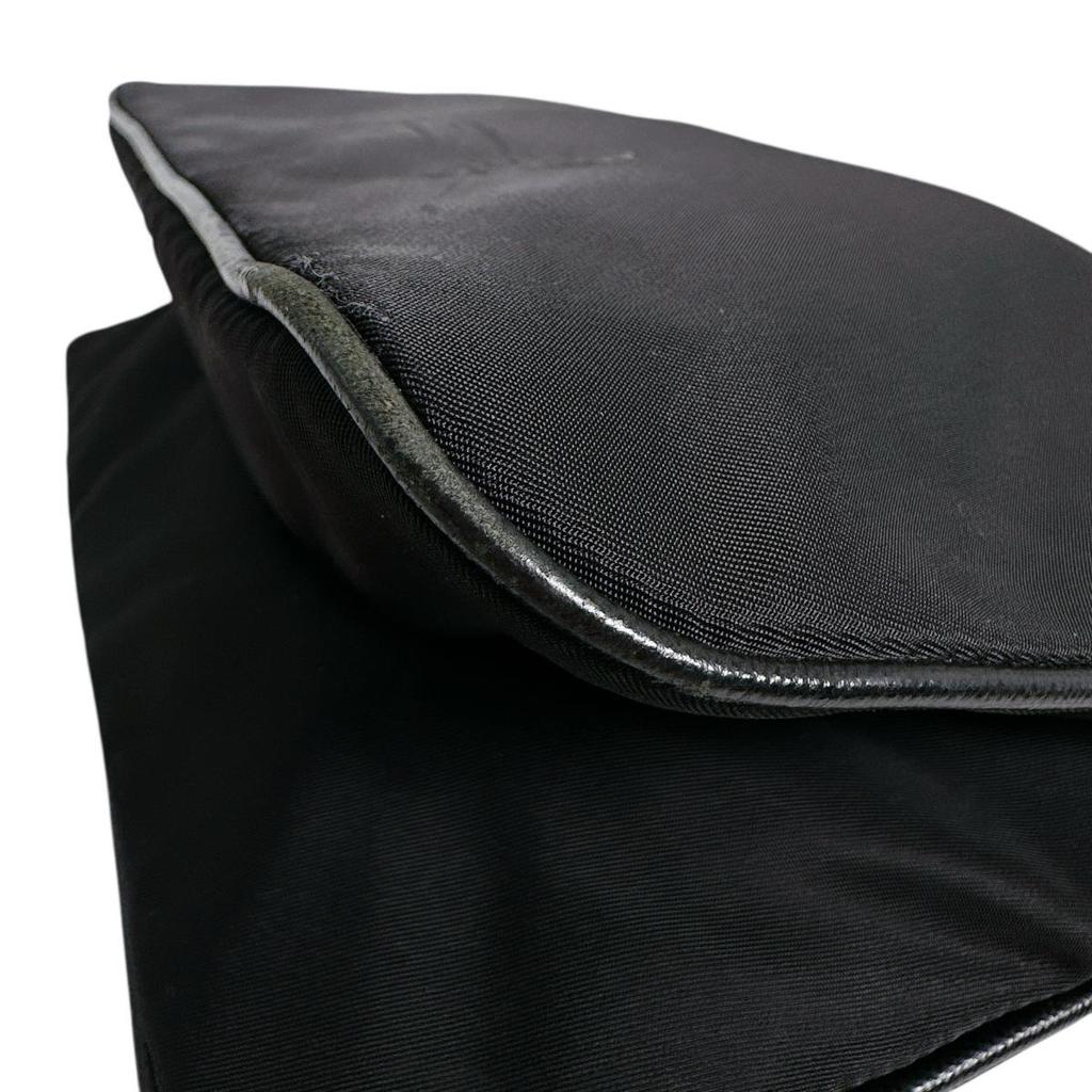 Prada Diagonally Hung Triangle Logo Shoulder Bag Nylon Black Unisex Used