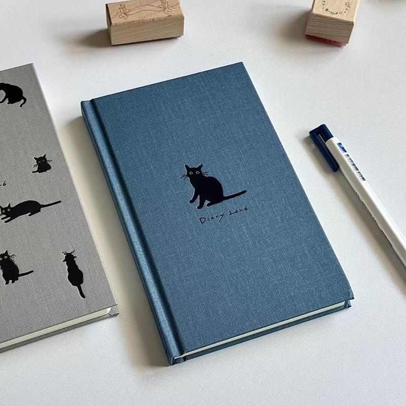 Cartoon Kitten Illustration B5 Notebook Hard Shell To Do List Daily Planner 2026 Schedule Book Gift