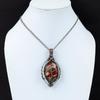 Tree Of Life Red Snake Skin/ Red River Jasper Gemstone Handmade Pure Copper Wire Wrapped Pendant Jewelry