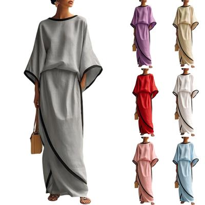 Women's Fashion Casual Two Piece Set Linen Cotton Top and Skirt Loose Fit Comfortable Lightweight Summer Outfit