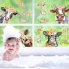 Floral Cow Window Clings Cute Cow Window Stickers Double-Side Glass Decals for Party Home School Office Decor, 11.5 X 8.3 Inch, 6 Sheet