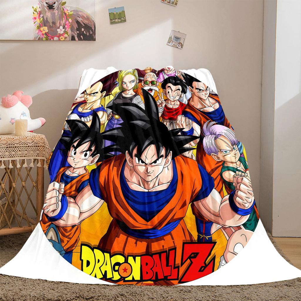 1 ks flanelová deka s potiskem Son Goku, Vysoce kvalitní pro všechna roční období, Domácí dekorace, Teplo a pohodlí, Perfektní jako vánoční dárky