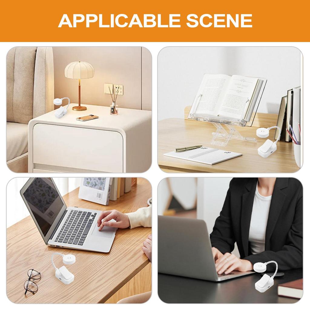 Mini Reading Book Light Table Lamp Three Color Temperatures Adjustable Clip-On Study Reading Lamp for Travel Bedroom Book