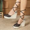Summer Shoes Women High Heels Sandals Fashion Sexy Ladies Party Shoes Wedge Sandals 10cm Black Beige Plus Size 42
