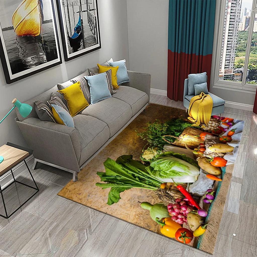 Vegetable Carpet Green Healthy Food Rug Colorful Printed Rectangle Area Rugs Yoga Mats Bedroom Living Room Decor Soft Door Mat