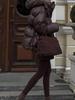 Elegant Solid Color Zipper Hooded Cotton Jacket with Long Sleeves and Pockets - Warm and Thickened for European and American Style.