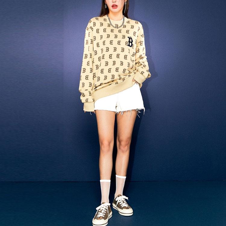 New MLB Sweatshirts Unisex Beige 3AMTM0614-43BGS