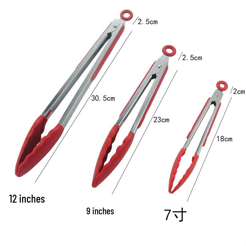 Silicone High-Temperature Resistant Tongs - Ideal for Grilling, Frying, and Bread - Stainless Steel Kitchen Tool