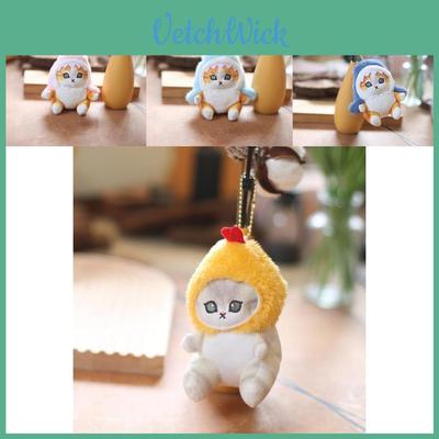 Adorable Shark Cat Plush Keychain Soft Short Plush Stuffed Animal Bag Charm