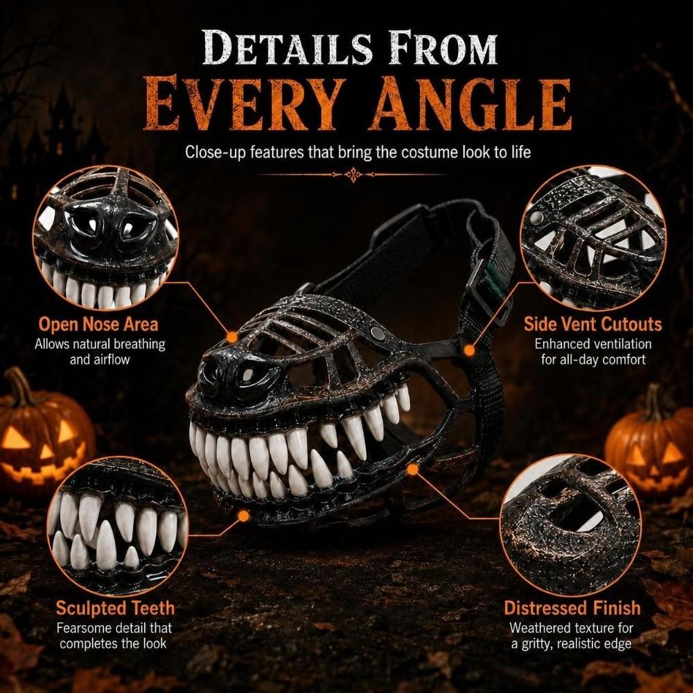 Lifelike Scary Dog Muzzle Flexible Dog Muzzle Spooky Teeth Dogs Mask Photo Shoot Haunted House