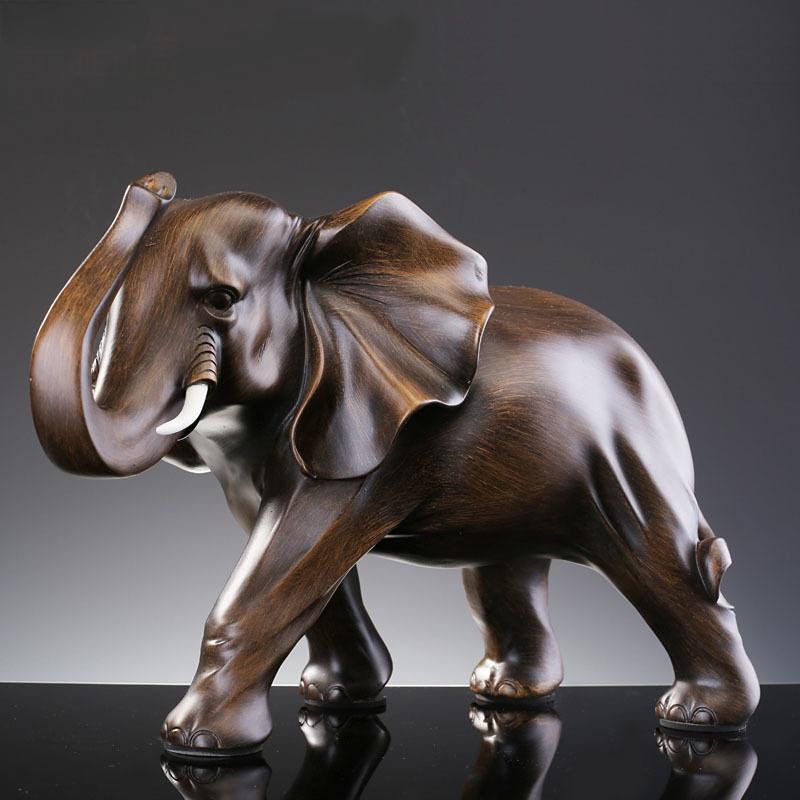 Simulated Animal Sculpture Imitation Wood Elephant Statue Resin Crafts Animal Sculpture Desk Decoration Ornaments Furnishings