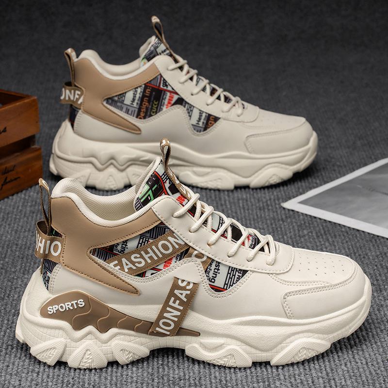 Autumn Men's Shoes New High-top Shoes Men's Sports Shoes Trendy Versatile Thick-soled Heightening Casual Running Shoes