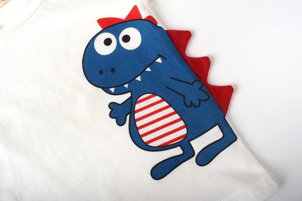 Baby summer cute dinosaur pattern bottoms set cotton comfort clothes [Yilaku] cut-and-sew T-shirt + cut-and-sew 2-piece 100%