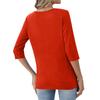 Women's Fashionable Casual Button-down Collar Three-quarter Sleeve T-shirt Top