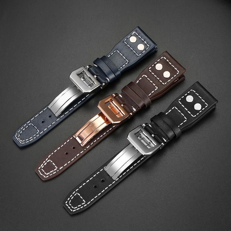 Klasické 21mm 22mm pro IWC originální kožený řemínek k hodinkám Velký pilot plamenomet Malý princ Mark18 Series Náramek Willow Nail Náramek Muž