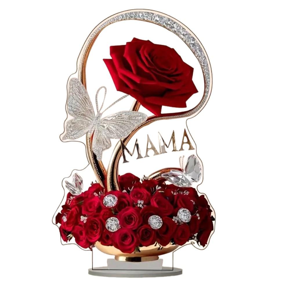 2D Flat Rose Mother's Day Desktop Ornament Gift