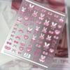 5D Embossed Pink Heart & Sweet Rabbit Nail Art Stickers 3D Decorative Ornaments