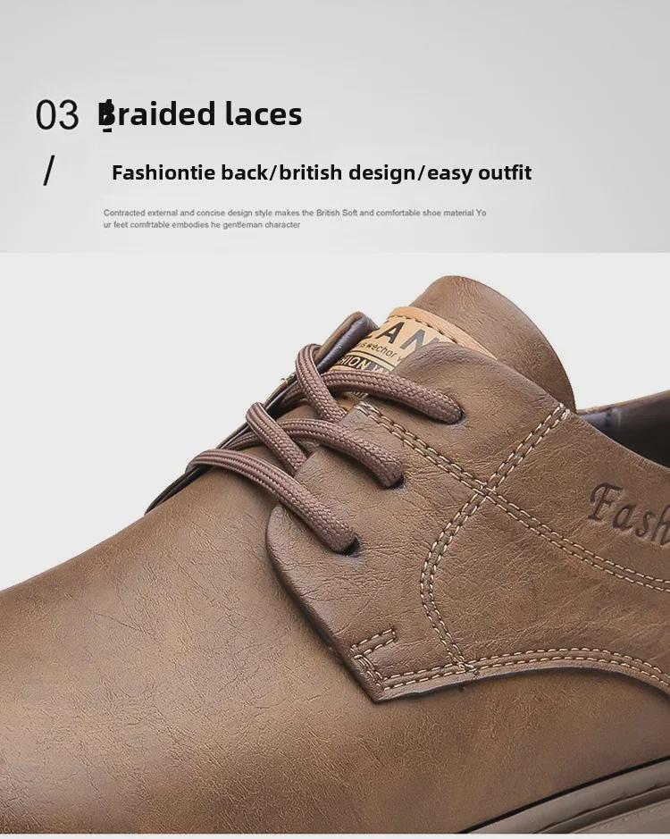 Men's Black Leather Thick-Soled Derby Shoes: Casual, Wedding, and Workwear Martin Boots.