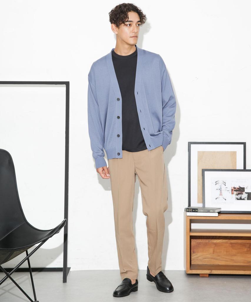 Nano Universe Tough Knit Blue Gray V-Neck Cardigan, Medium,