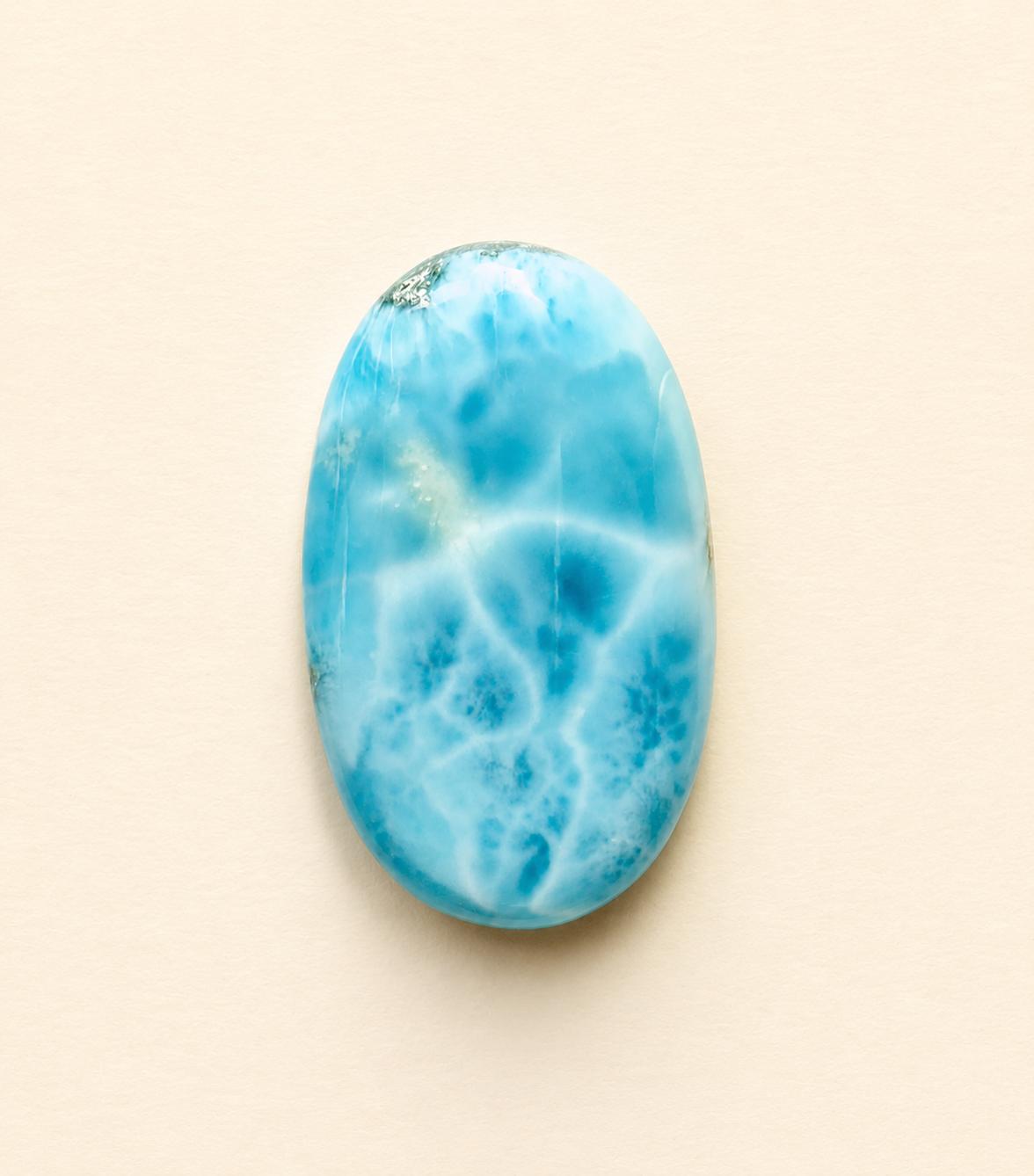 Aqua Larimar Oval Cabochon Gemstone 35x20x5mm | Blue Larimar Stone for Jewelry Making | Polished Oval Cabochon for Pendants 35 x 20 x 5 mm синий