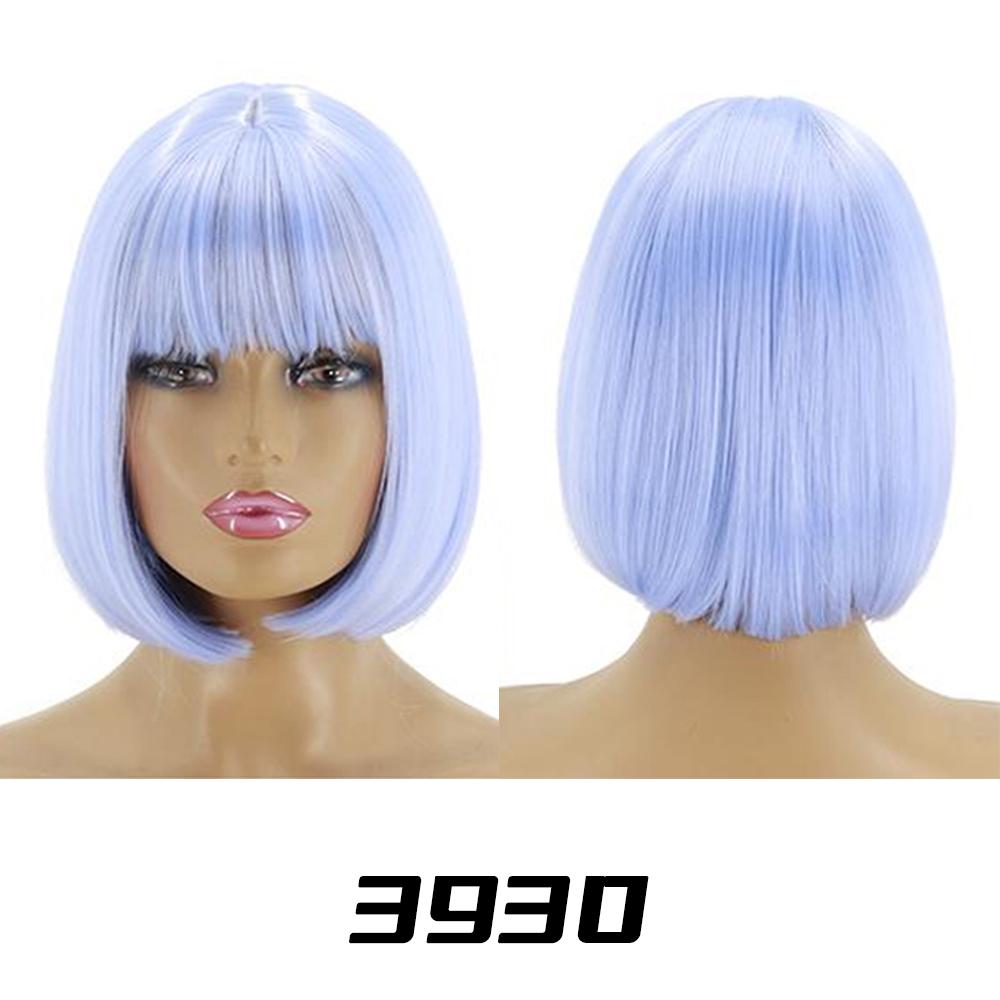 MISSQUEEN Synthetic Chic Bob Wig with Bangs Natural Straight Black Hair Elegant Shoulder-Length Cut Perfect For Women’s Fashion Accessories