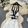 Rochie Maxi Lungă cu Bretele Subțiri pentru Plajă de Vară pentru Femei Sexy cu Decolteu în V și Spate Decoltat Rochie de Seară