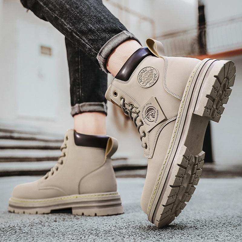 Martin boots spring high-top British style casual waterproof and non-slip shoes high-end locomotive leather boots