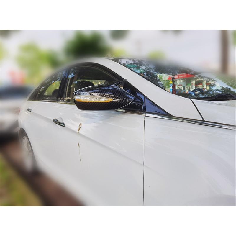 Carbon Fiber Style Ox Horn Rear View Mirror Cover Trim For Hyundai Sonata 11-14