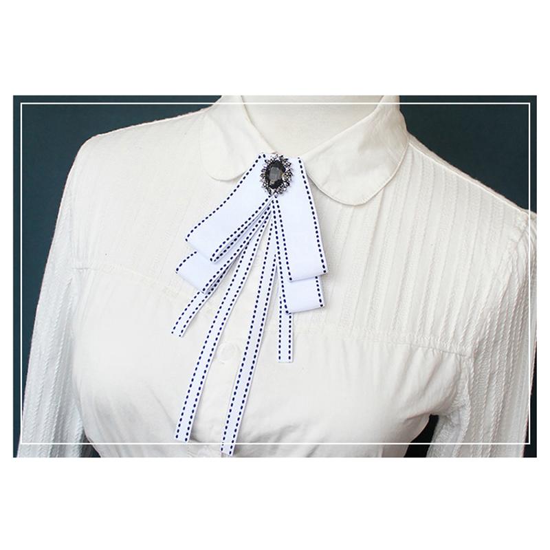 Korean Women'S Bow Tie Brooch Black Rhinestone Pearl Shirt Collar Pins Fashion Bowknot Bowtie Ribbon Wedding Party Necktie