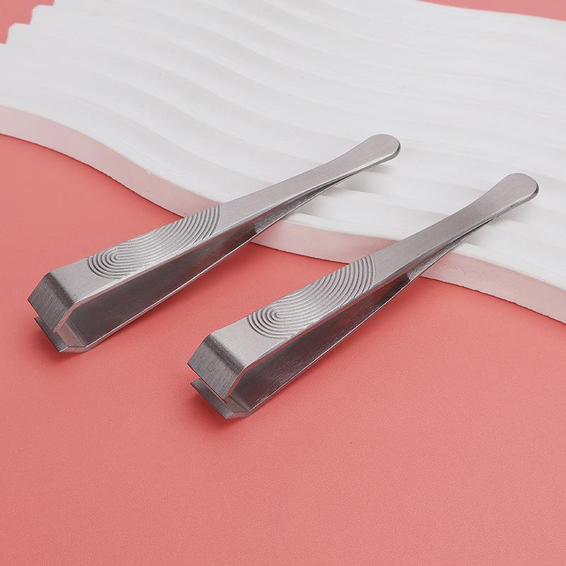 Thickened Stainless Steel Tweezers Beard Eyebrow Hair Removal Facial Hair Plucking Tool Flat Tip Design For Easy Grip Durable