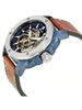 Herren-Automatik-Mechanik-Uhr, Lederarmband, 3-Zeiger-Design, Edelstahlgehäuse/Kratzfestes Glas ME3135
