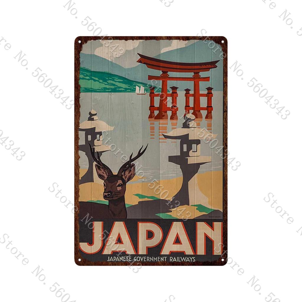 City Landscape Vintage Metal Sign Paris San Francisco Los Angeles Dubai Travel Scenery Tin Plates Home Decoration Metal Poster