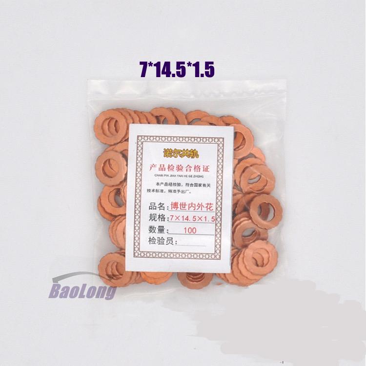 100PCS 7×15mm 7×13mm 9×18mm Diesel Common Rail Injector Nozzle Copper Seal Washer Fuel Pump Gasket Pad for CAT