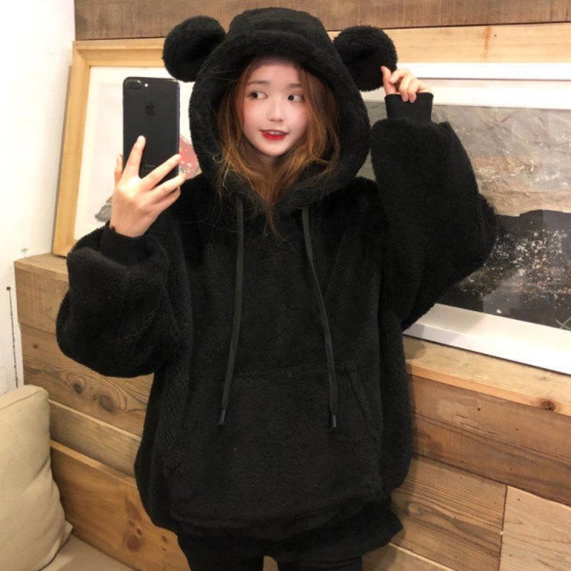 Women's Sweatshirt Autumn and Winter Thickened Velvet Wide Hooded Jacket