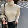 High-end solid-color knitted sweater for women's autumn and winter slim-fitting inner long-sleeved turtleneck stacked sweater bottoming top