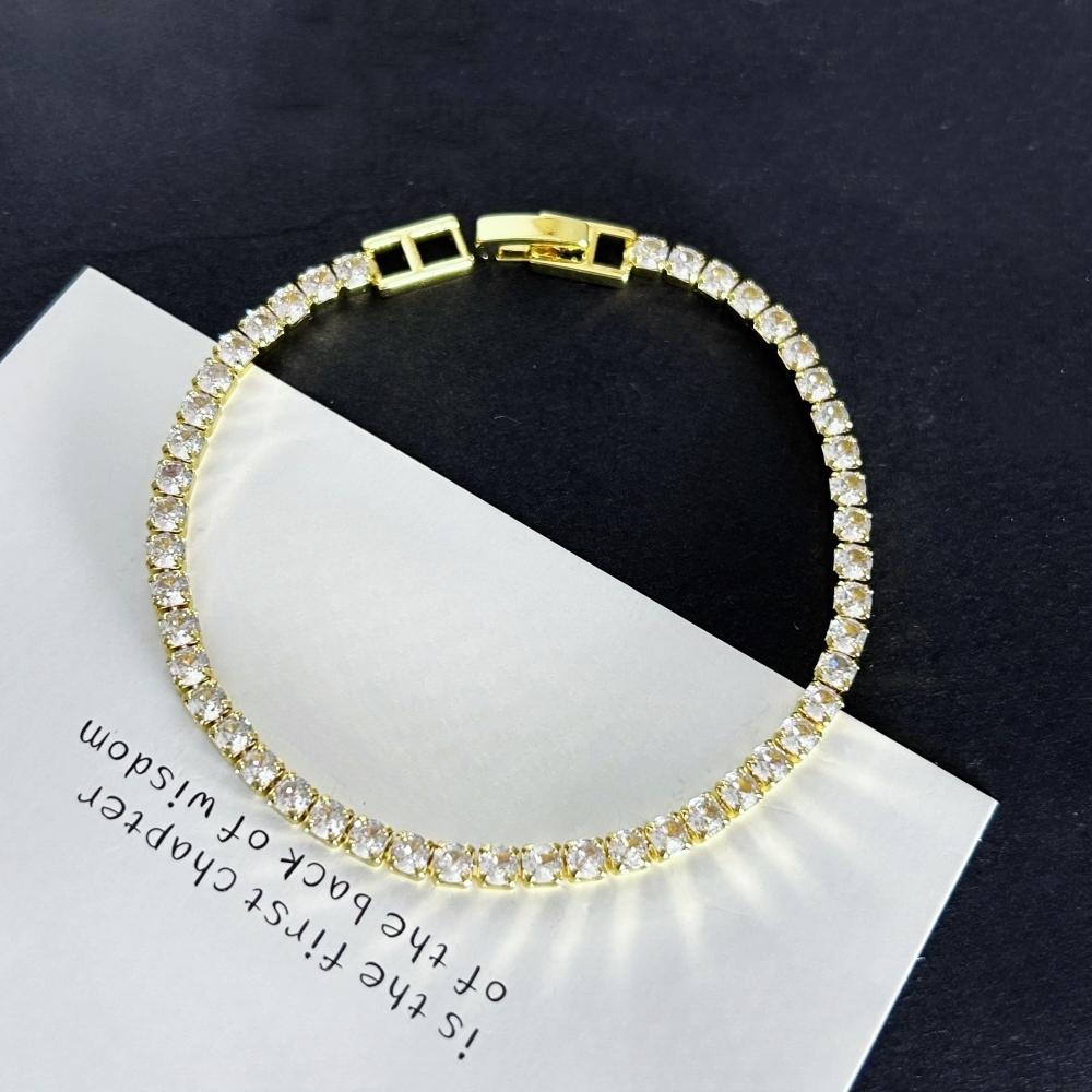 Braccialetti Tennis in Acciaio Inossidabile Colore Oro/Argento con Zirconia da 4 mm per Donne 16/18 cm Cinturino Pulsera Gioielli Lusso Regali