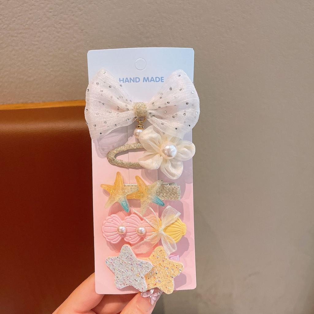 Summer Ocean Starfish Shell Hairpin Cute Children'S Hairpin Duck Beak Clip Pearl Hair Accessories Headgear Clip Girl