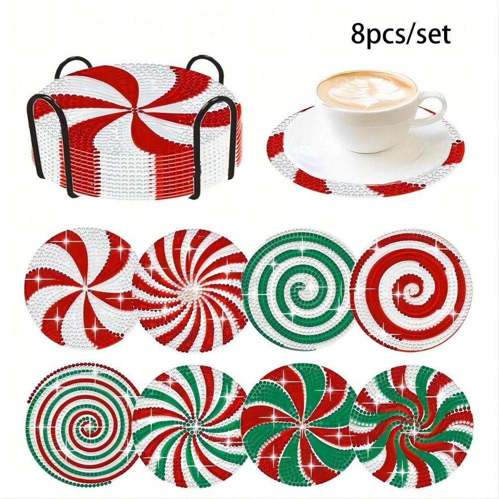 

Shining Painting Coasters Kit Anti Slip Kitchen Dish Mat Beginners Style 2