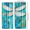 2pcs Teal Tie-Dye Curtains with Dragonfly Design – Elegant Grey To White Ombre Window Drapes   Semi-Transparent Polyester Fabric