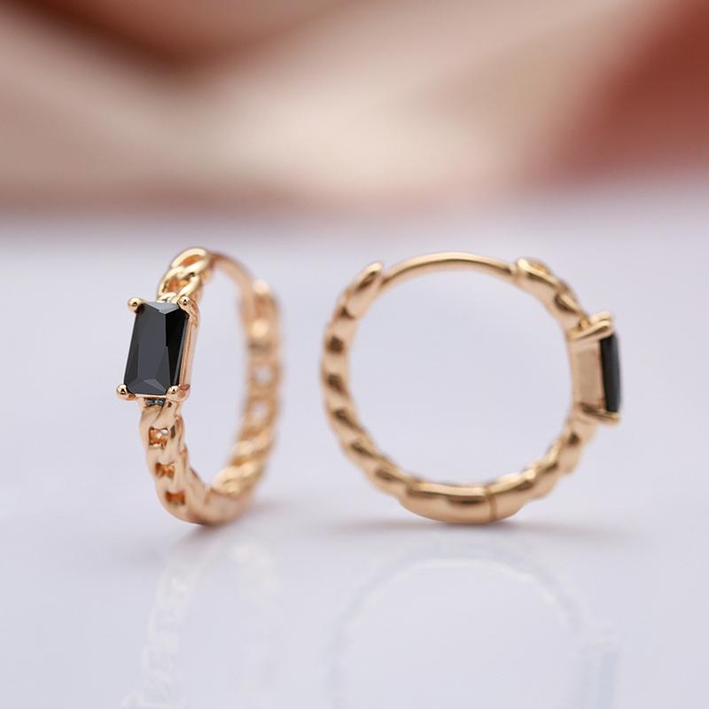 Luxury Black Natural Zircon Earrings For Women Fine  Rose Gold Bride Earrings Vintage Wedding Jewelry Gift Fashion
