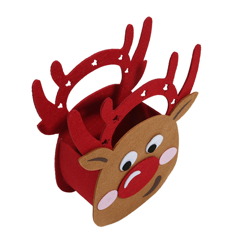 Cute Christmas Tree Treat Pouch Santa Claus Elk Gifts Bag Portable Decoration Felt Cloth Candy Handbag