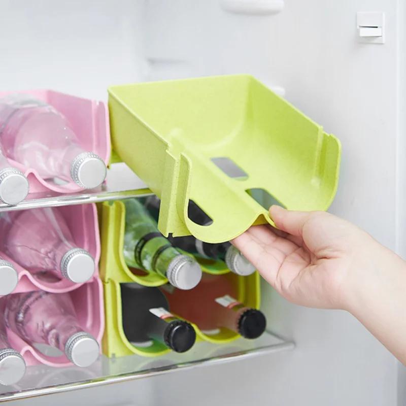 Refrigerator Drawer Beverage Box Anti-Fall Stackable Storage Rack Glass Beer Bottle Drink Holder Can Dispenser Space Saving Tray