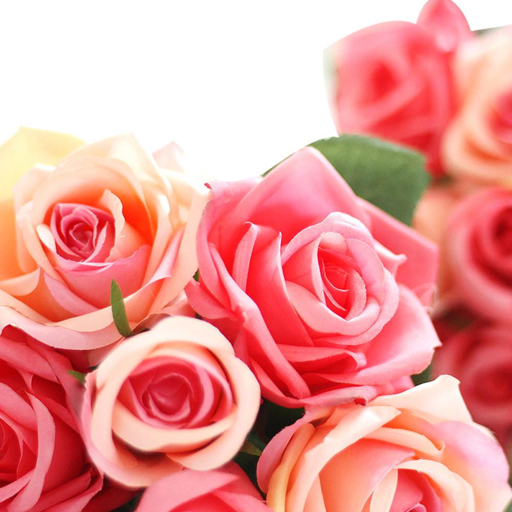 9 Heads Artificial Silk Fake Flowers Leaf Rose Wedding Floral Decor Bouquet