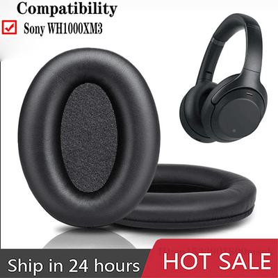 Professional WH1000XM3 Ear Pads Cushions Replacement Earpads Fit Ok for Sony WH-1000X M3 Over-Ear Headphones with Soft Pro Black