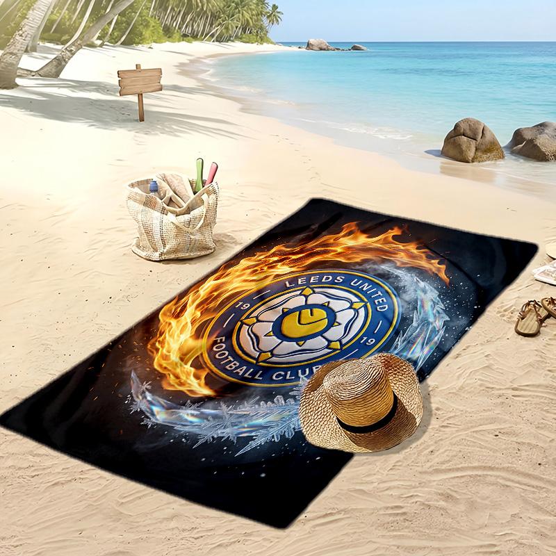 Asciugamano da Spiaggia con Stampa Leeds United Football, Asciugamano Grande Morbido ad Asciugatura Rapida per Spiaggia Campeggio Nuoto