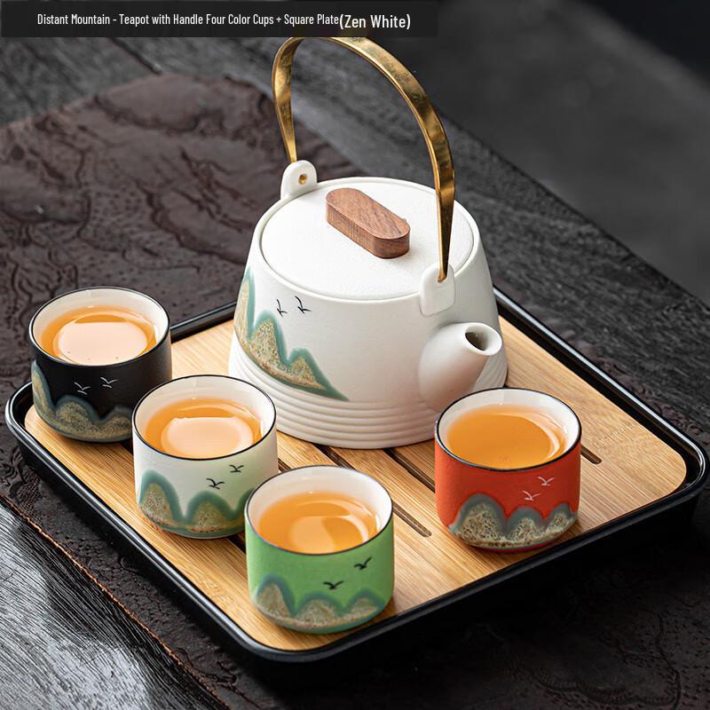 Peach Blossom Japanese Style Portable Ceramic Kung Fu Tea Set
