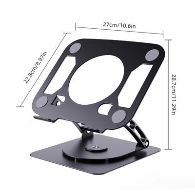 Carbon Steel Laptop Stand Featuring 360°Rotation, Hollows Ventilation, and NonSlip Silicone Base for Stability& Cooling
