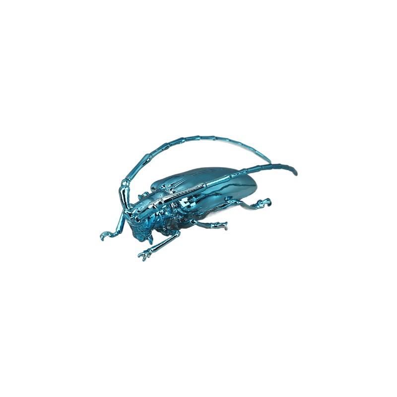 Metal Handicraft Artificial Animal Sculpture Silvery Insect Dragonfly Unicorn Beetle Figurines Home Decoration Accessories