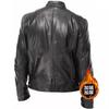 Winter Business Gentleman Warm Zipper Cardigan Pocket Fleece Thickened PU Leather Jacket Stand Neck Slim Leather Jacket